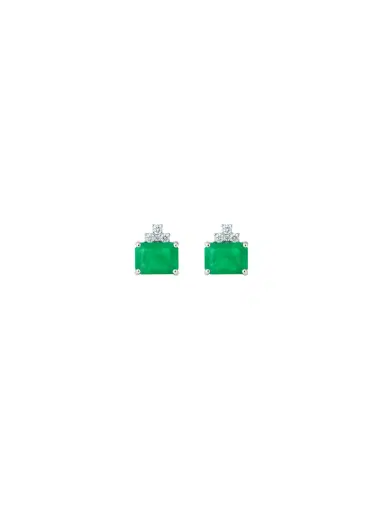 Wish Fine Jewelry 1.64ct Emerald Diamond 18K Gold Stud Earrings | Thumbnail 1