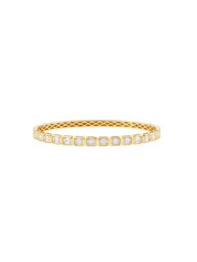 Wish Fine Jewelry 3.20ct Diamond 18K Gold Emerald Cut Bezel Bangle Bracelet | Thumbnail 1
