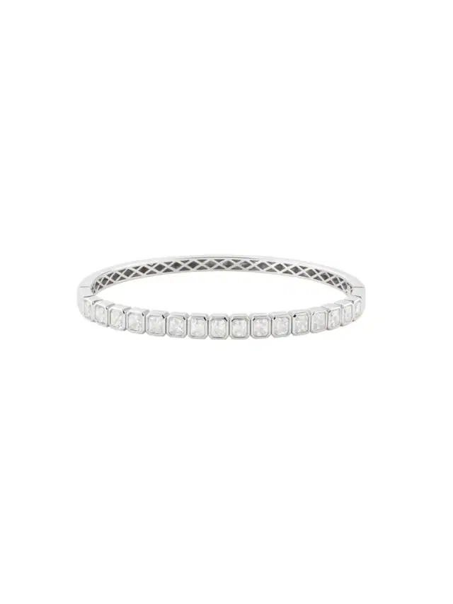 Wish Fine Jewelry 4.85ct Diamond 18K Gold Radiant Cut Bezel Bangle Bracelet