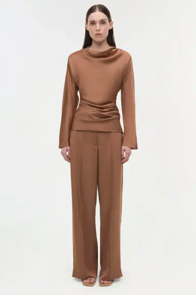 Simkhai Kyra Satin Wide Leg Pant | Thumbnail 6 Simkhai Kyra Satin Wide Leg Pant | Thumbnail 6