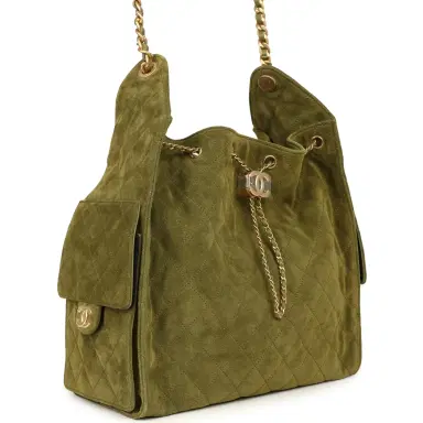 Chanel Chanel Medium 25 Hobo Bag Khaki Suede Antique Gold Hardware | Thumbnail 2 Chanel Chanel Medium 25 Hobo Bag Khaki Suede Antique Gold Hardware | Thumbnail 2