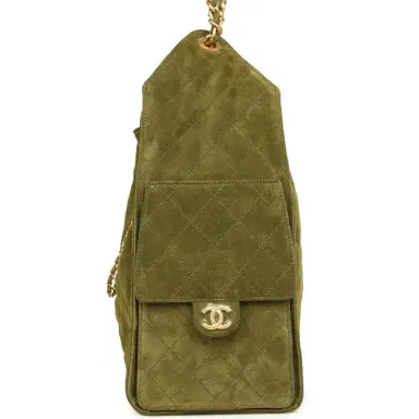 Chanel Chanel Medium 25 Hobo Bag Khaki Suede Antique Gold Hardware | Thumbnail 3 Chanel Chanel Medium 25 Hobo Bag Khaki Suede Antique Gold Hardware | Thumbnail 3