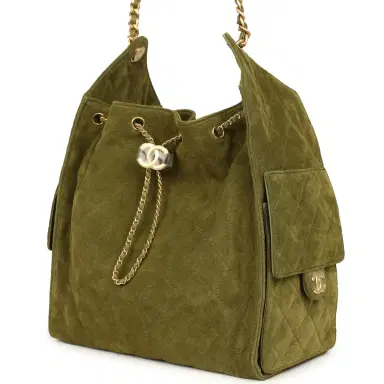 Chanel Chanel Medium 25 Hobo Bag Khaki Suede Antique Gold Hardware | Thumbnail 5 Chanel Chanel Medium 25 Hobo Bag Khaki Suede Antique Gold Hardware | Thumbnail 5