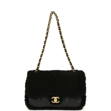 Chanel Chanel Medium Shearling Flap Bag Black Lambskin Brushed Gold Hardware | Thumbnail 7 Chanel Chanel Medium Shearling Flap Bag Black Lambskin Brushed Gold Hardware | Thumbnail 7