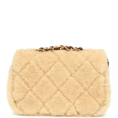 Chanel Chanel Mini Shearling Flap Bag Brown Lambskin Brushed Gold Hardware | Thumbnail 4 Chanel Chanel Mini Shearling Flap Bag Brown Lambskin Brushed Gold Hardware | Thumbnail 4