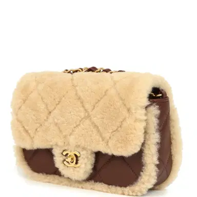 Chanel Chanel Mini Shearling Flap Bag Brown Lambskin Brushed Gold Hardware | Thumbnail 5 Chanel Chanel Mini Shearling Flap Bag Brown Lambskin Brushed Gold Hardware | Thumbnail 5