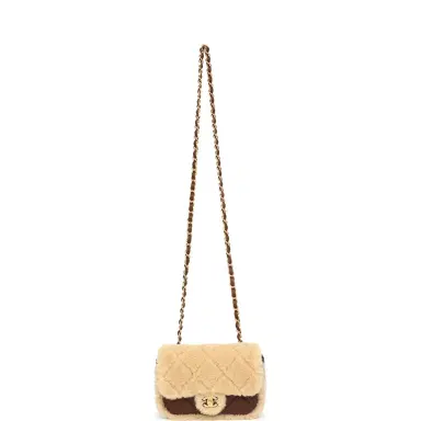 Chanel Chanel Mini Shearling Flap Bag Brown Lambskin Brushed Gold Hardware | Thumbnail 7 Chanel Chanel Mini Shearling Flap Bag Brown Lambskin Brushed Gold Hardware | Thumbnail 7