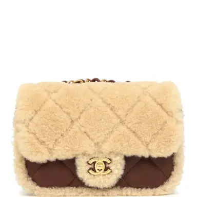 Chanel Chanel Mini Shearling Flap Bag Brown Lambskin Brushed Gold Hardware | Thumbnail 1 Chanel Chanel Mini Shearling Flap Bag Brown Lambskin Brushed Gold Hardware | Thumbnail 1