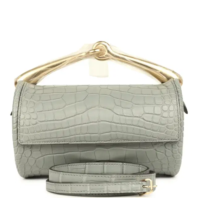 HERMÈS Hermes Maximors II Bag Gris Ciment Matte Alligator Permabrass Hardware