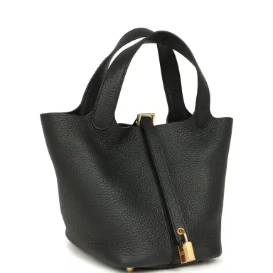 HERMÈS Hermes Picotin Lock 18 Black Clemence Gold Hardware | Thumbnail 2 HERMÈS Hermes Picotin Lock 18 Black Clemence Gold Hardware | Thumbnail 2