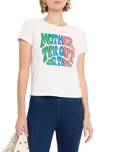 Mother Women's The Lil Goodie Graphic T-Shirt - White Pattern - Size Small | Thumbnail 3