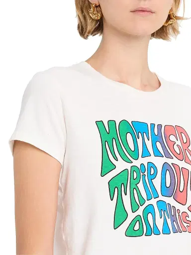 Mother Women's The Lil Goodie Graphic T-Shirt - White Pattern - Size Small | Thumbnail 5