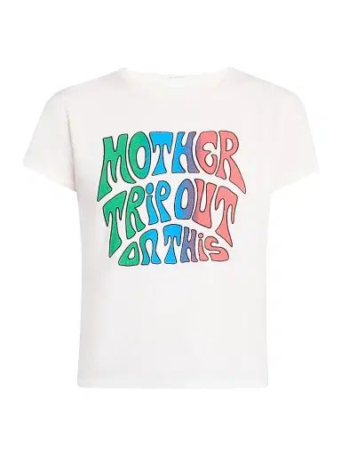 Mother Women's The Lil Goodie Graphic T-Shirt - White Pattern - Size Small | Thumbnail 1