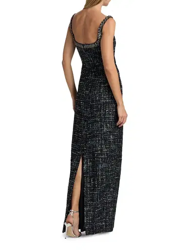SACHIN BABI Women's Lana Embellished Tweed Column Gown - Obsidian Frost | Thumbnail 5 SACHIN BABI Women's Lana Embellished Tweed Column Gown - Obsidian Frost | Thumbnail 5