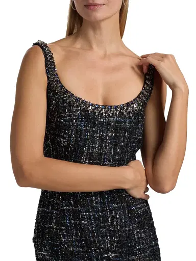 SACHIN BABI Women's Lana Embellished Tweed Column Gown - Obsidian Frost | Thumbnail 6 SACHIN BABI Women's Lana Embellished Tweed Column Gown - Obsidian Frost | Thumbnail 6