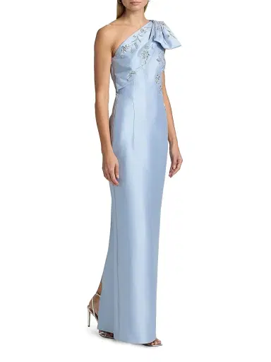 SACHIN & BABI Women's Olivia Embellished One-Shoulder Gown - Glacial Blue - Size 0 | Thumbnail 4