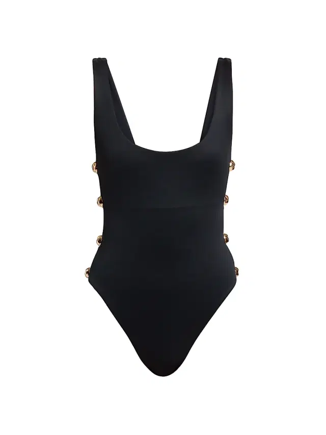 SIMKHAI Women's Mona Studded One-Piece Swimsuit - Black