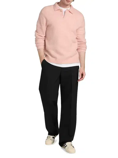 Simkhai Men's Davis Stretch Cashmere-Blend Polo Sweater | Thumbnail 2 Simkhai Men's Davis Stretch Cashmere-Blend Polo Sweater | Thumbnail 2