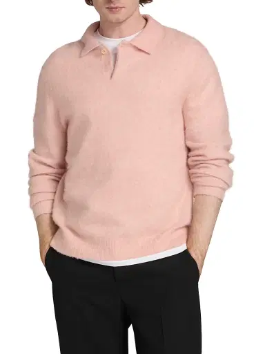 Simkhai Men's Davis Stretch Cashmere-Blend Polo Sweater | Thumbnail 3 Simkhai Men's Davis Stretch Cashmere-Blend Polo Sweater | Thumbnail 3
