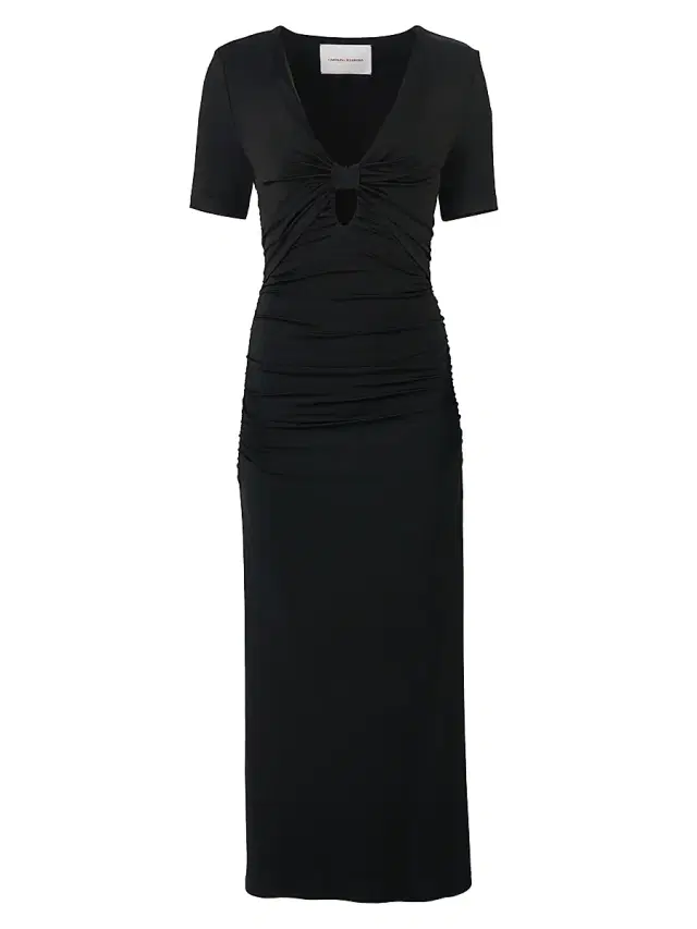 Women's Ruched Jersey Cut-Out Body-Con Maxi Dress - Black