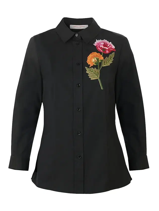 Women's Icon Embroidered Cotton-Blend Shirt - Black Multi
