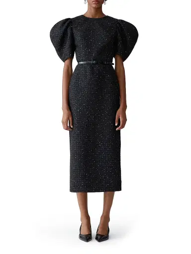 Carolina Herrera Women's Sequined Tweed Puff-Sleeve Cocktail Dress | Thumbnail 2 Carolina Herrera Women's Sequined Tweed Puff-Sleeve Cocktail Dress | Thumbnail 2