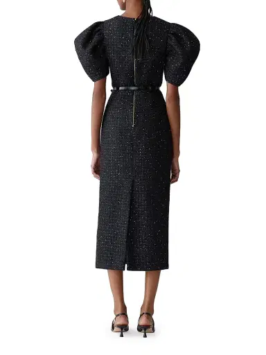 Carolina Herrera Women's Sequined Tweed Puff-Sleeve Cocktail Dress | Thumbnail 3 Carolina Herrera Women's Sequined Tweed Puff-Sleeve Cocktail Dress | Thumbnail 3