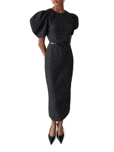Carolina Herrera Women's Sequined Tweed Puff-Sleeve Cocktail Dress | Thumbnail 4 Carolina Herrera Women's Sequined Tweed Puff-Sleeve Cocktail Dress | Thumbnail 4