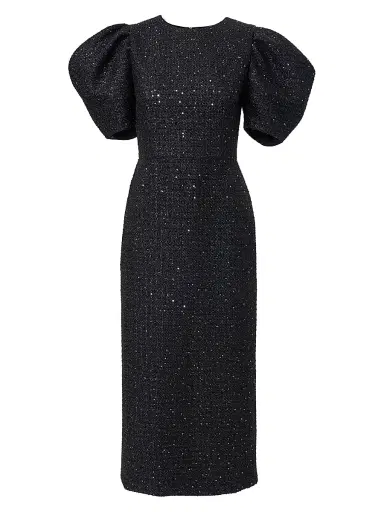 Carolina Herrera Women's Sequined Tweed Puff-Sleeve Cocktail Dress | Thumbnail 1 Carolina Herrera Women's Sequined Tweed Puff-Sleeve Cocktail Dress | Thumbnail 1