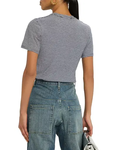 Nili Lotan Women's Lana Striped Cotton Short-Sleeve T-Shirt - Blue - Size XS | Thumbnail 4 Nili Lotan Women's Lana Striped Cotton Short-Sleeve T-Shirt - Blue - Size XS | Thumbnail 4
