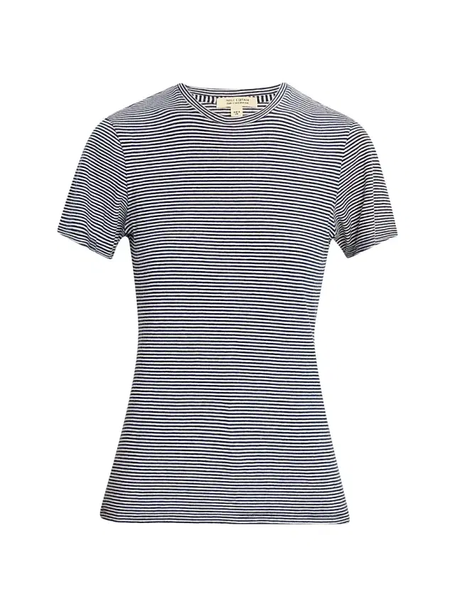 Women's Lana Striped Cotton Short-Sleeve T-Shirt - Blue