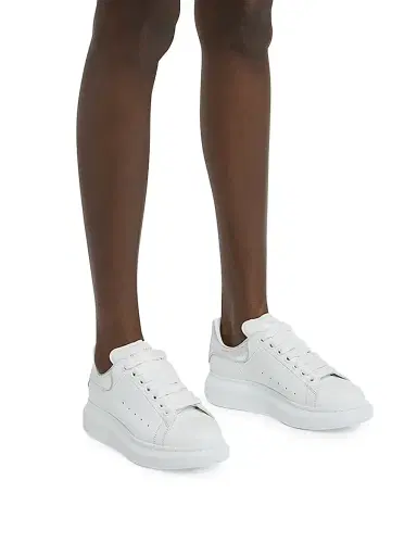 McQueen Women's Oversized Metallic Leather Low-Top Sneakers - White | Thumbnail 3 McQueen Women's Oversized Metallic Leather Low-Top Sneakers - White | Thumbnail 3