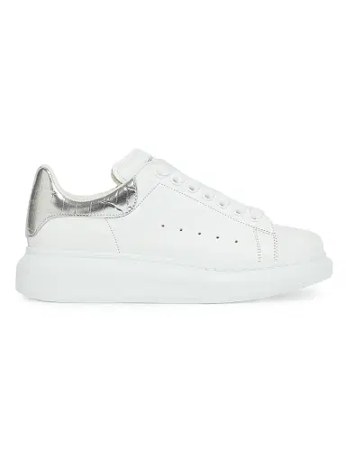 McQueen Women's Oversized Metallic Leather Low-Top Sneakers - White | Thumbnail 1 McQueen Women's Oversized Metallic Leather Low-Top Sneakers - White | Thumbnail 1