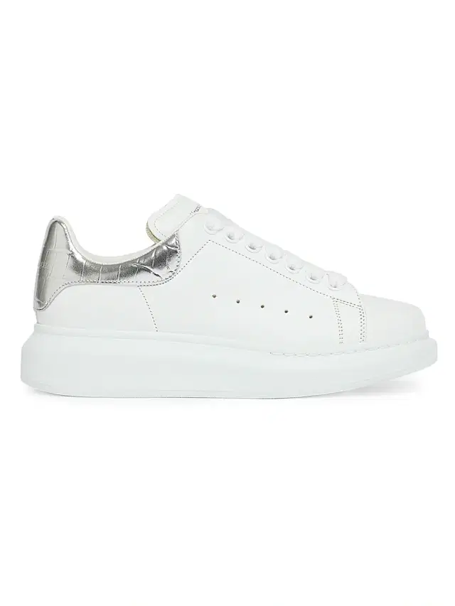 Women's Oversized Metallic Leather Low-Top Sneakers - White