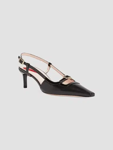 Roger Vivier Women's 50MM Leather Slingback Pumps - Black - Size 12 | Thumbnail 3