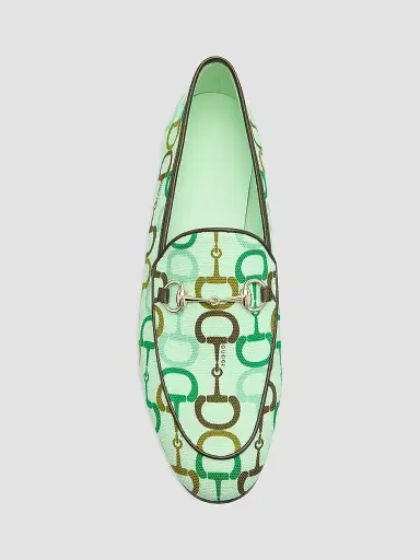 Gucci Women's Jordaan Horsebit Printed Cotton Loafers - Green Pattern - Size 9 | Thumbnail 3