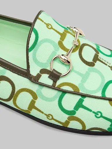 Gucci Women's Jordaan Horsebit Printed Cotton Loafers - Green Pattern - Size 9 | Thumbnail 4