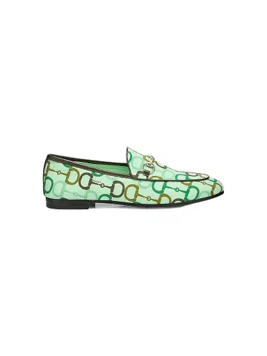 Gucci Women's Jordaan Horsebit Printed Cotton Loafers - Green Pattern - Size 9 | Thumbnail 1