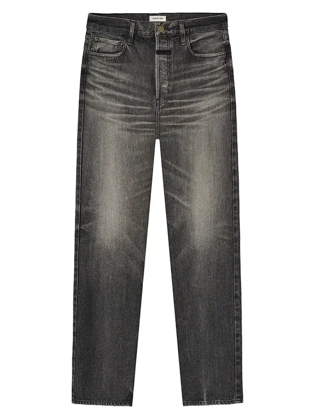 Men's Five-Pocket Cotton Straight-Leg Jeans - Worn Black