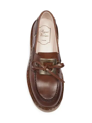 Roger Vivier Women's Viv Rangers Truck Metal Leather Loafers - Teak | Thumbnail 4 Roger Vivier Women's Viv Rangers Truck Metal Leather Loafers - Teak | Thumbnail 4