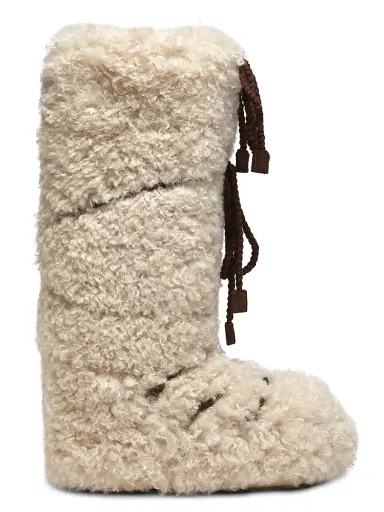 Moon Boot Women's Icon Curly Faux Fur Knee-High Boots - Ecru | Thumbnail 1