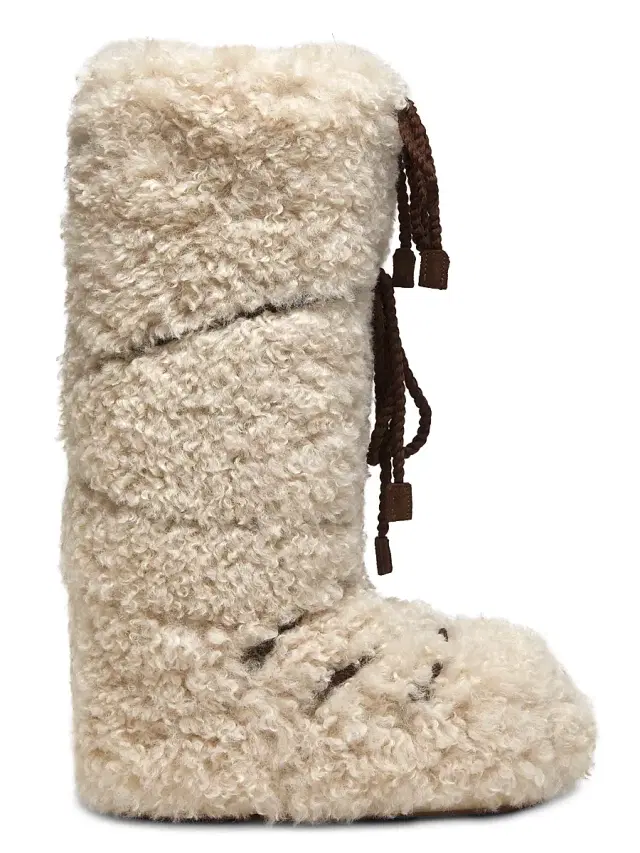 Women's Icon Curly Faux Fur Knee-High Boots - Ecru