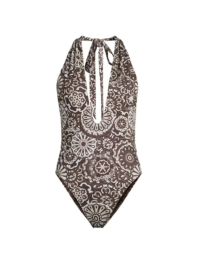 Ramy Brook Women's Lorela Printed One-Piece Swimsuit - Beach Brown Combo