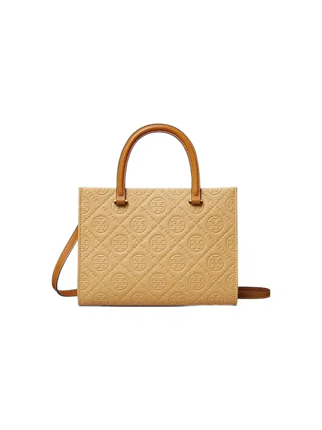 Tory Burch Women's T-Monogram Pebbled Leather Tote Bag - Tan