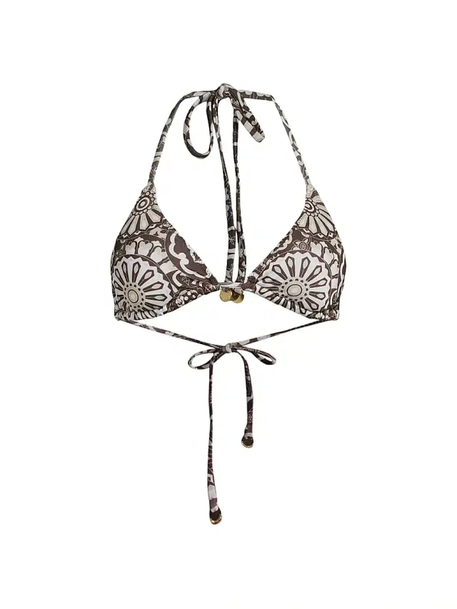 Ramy Brook Women's Adley Floral Halterneck Bikini Top - Beach Brown Combo