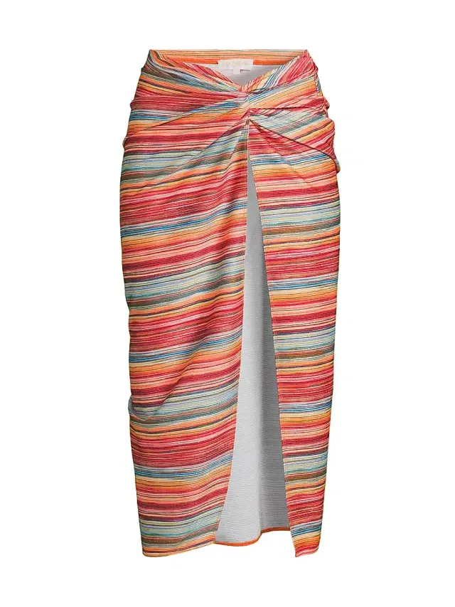 Women's Sunset Xana Striped Cover-Up Midi-Skirt - Vivid Orange Stripe