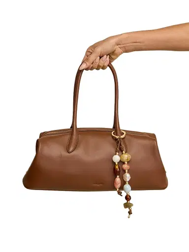Cult Gaia Women's Raia Bag Charm-Detail Leather Satchel - Saddle | Thumbnail 2