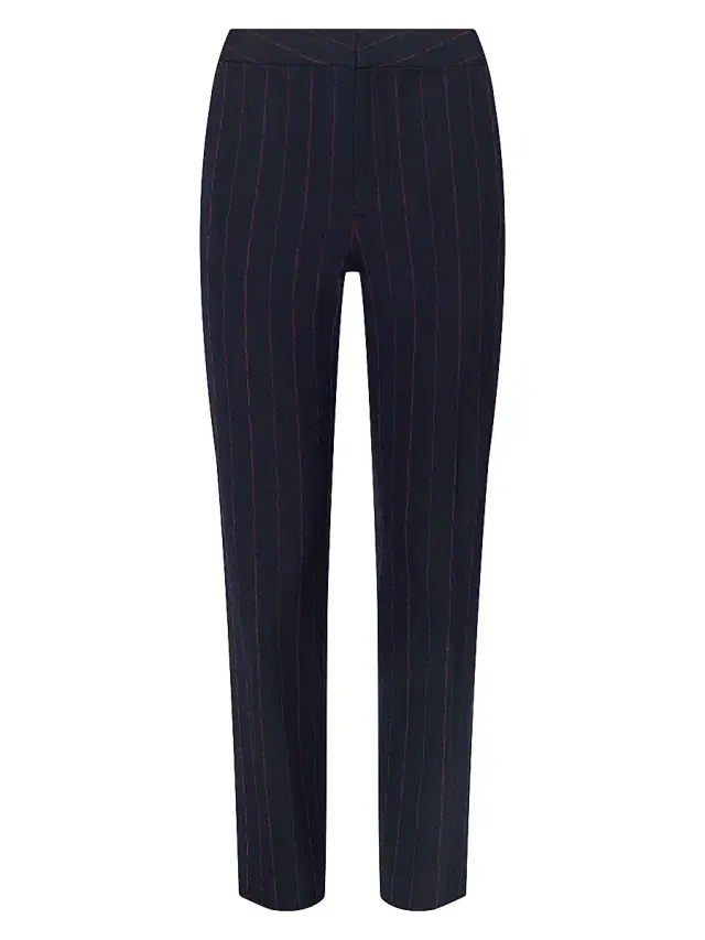 L'AGENCE Women's Rebel Pinstripe Wool-Blend Crop Trousers - Midnight Burgundy Pinstripe