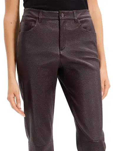 Theory Women's Glossed Leather Mid-Rise Pants - Plum Brown | Thumbnail 6 Theory Women's Glossed Leather Mid-Rise Pants - Plum Brown | Thumbnail 6