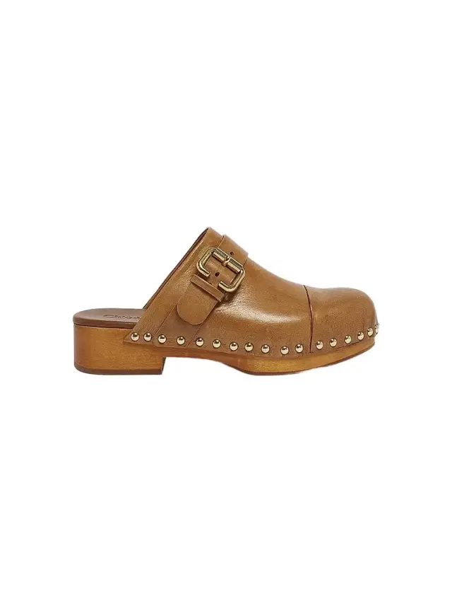 Chloé Women's Jeannette 40MM Buckle Leather Clogs - Brown
